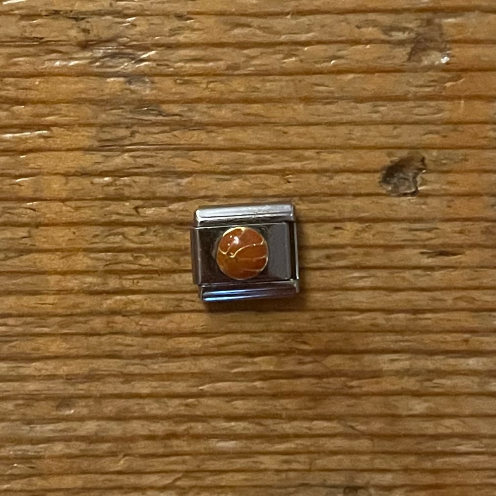 Italian Modular Link Charm - Basketball - stainless steel 9mm